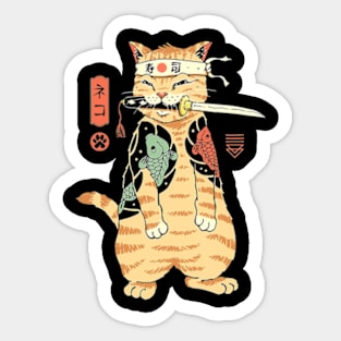 Cat With Catana Sticker